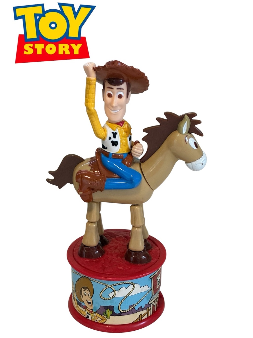1999 TOY STORY 2 WOODY BULLSEYE TOY FIGURINE CANDY DISPENSER VINTAGE DISNEY